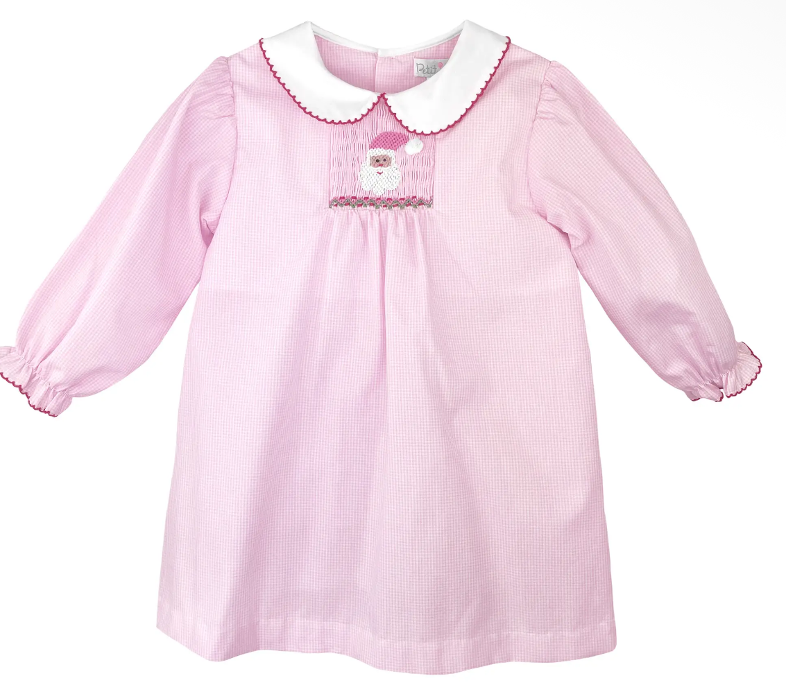Dress with Hand Picture Smocked Santa