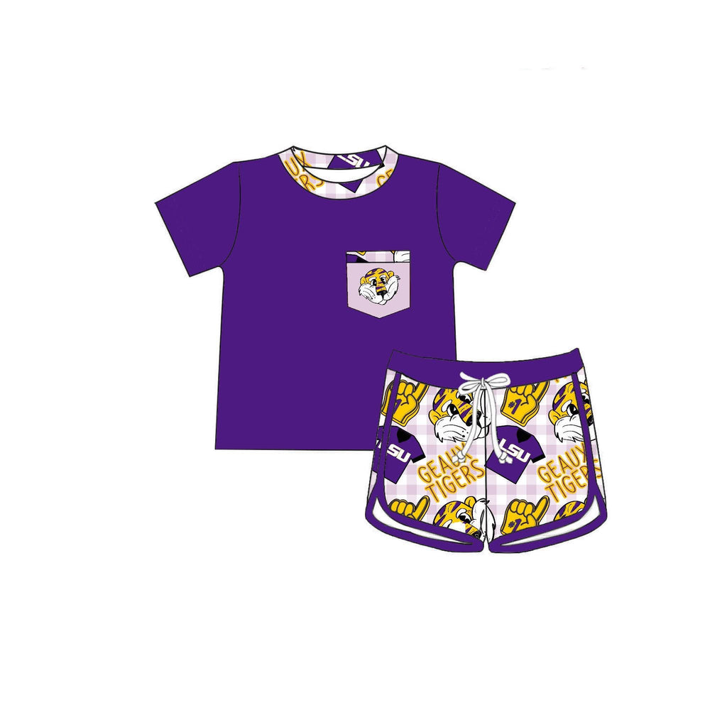 Geaux Tigers Boys Pocket Tee + Shorts Set