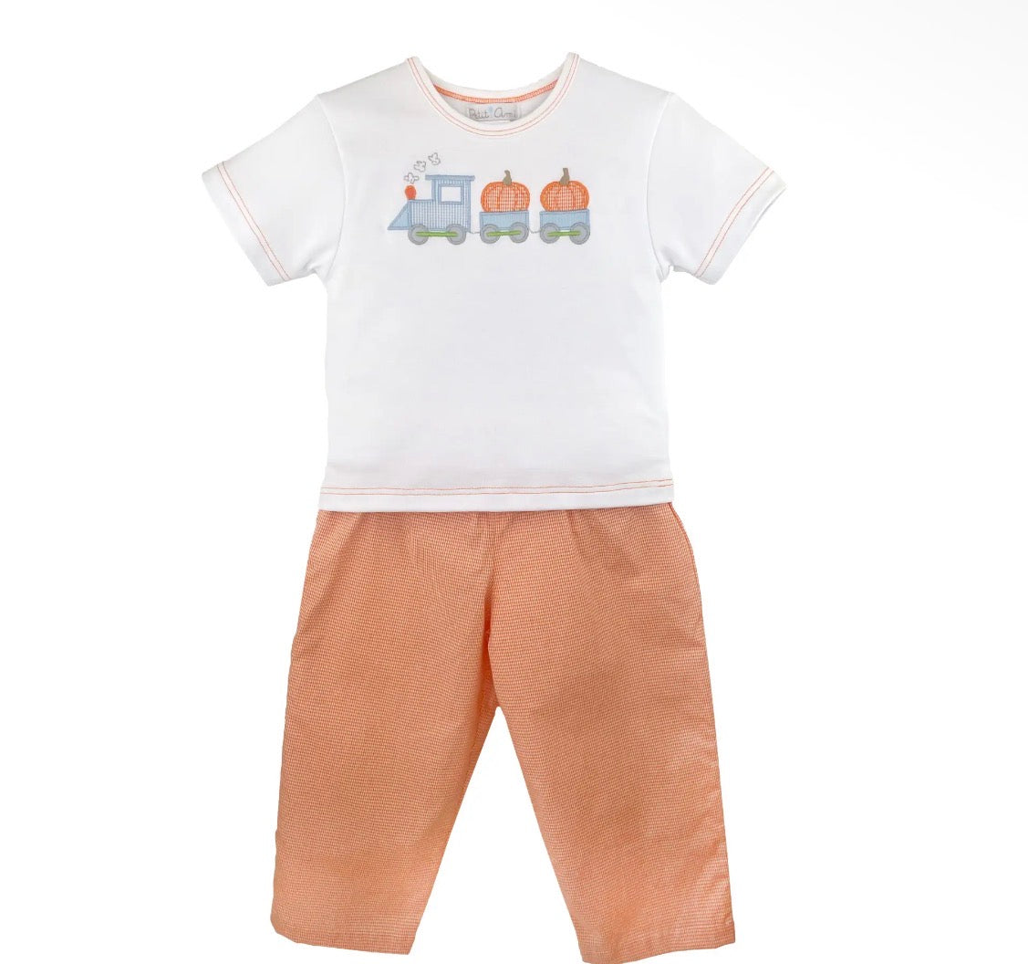Pumpkin Train Appliqué Top & Pants Set