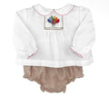 Turkey Hand Picture Smocked Diaper Set with Picot Trim