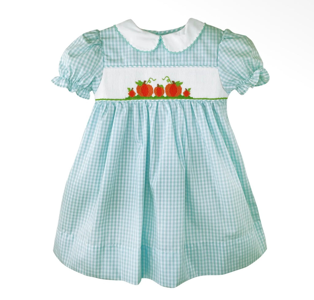 Fall Pumpkin Dress with Hand Picture Smocking