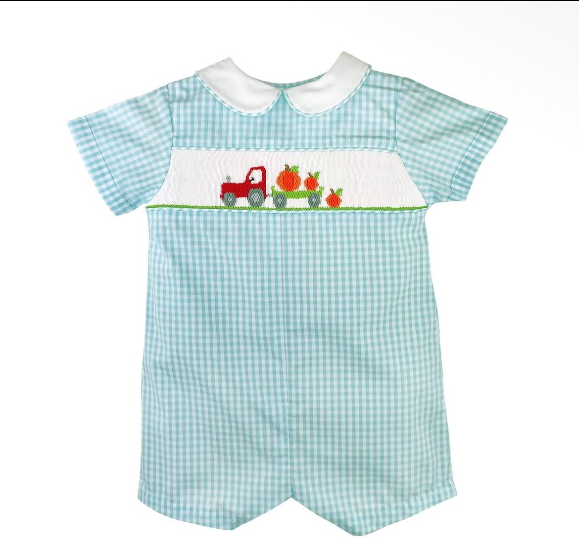 Fall Pumpkin Romper with Hand Picture Smocking