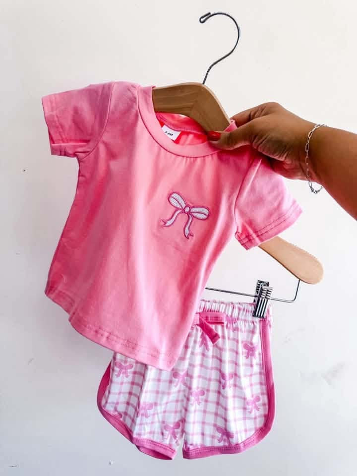 Girl Bow Shirt + Shorts Set