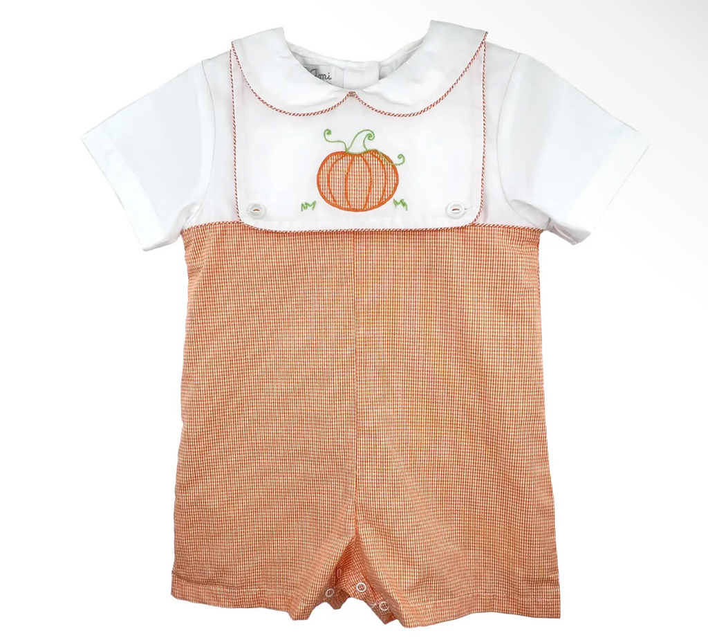 Construction Romper with Removable Bib